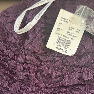 David's Bridal Plum Lace Strapless Bandeau